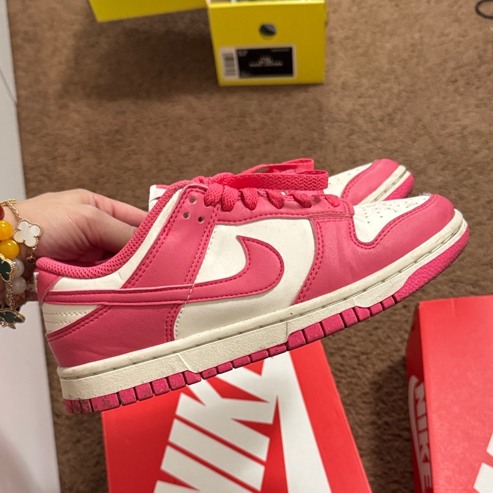 Nike Pink and White Low-Top Sneakers